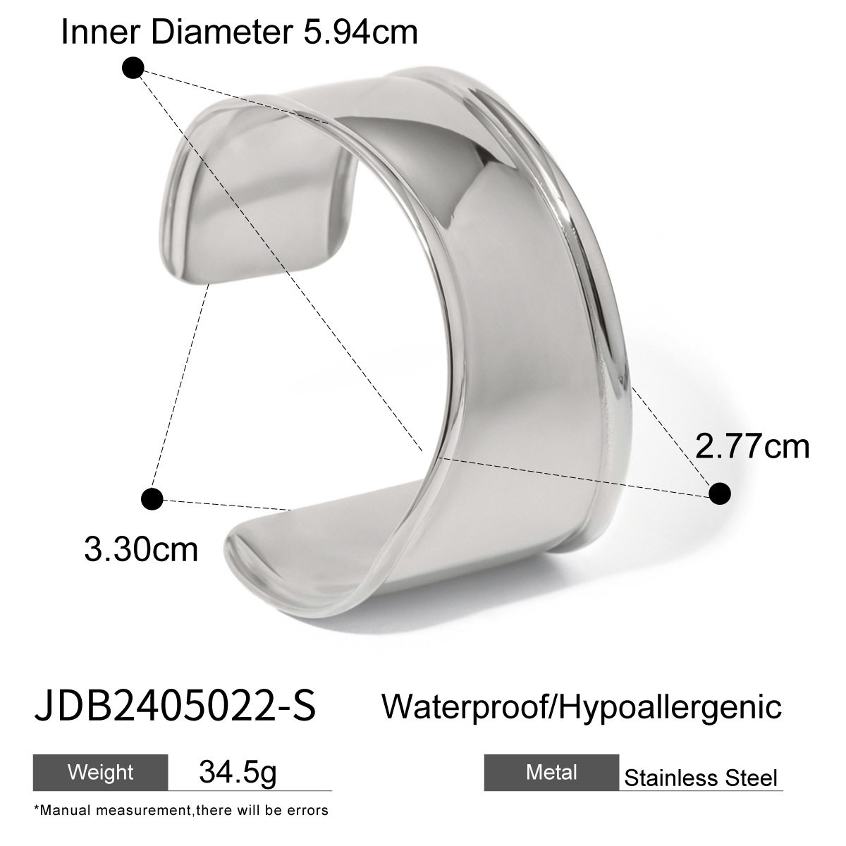 杰鼎欧美不锈钢夸张金色手镯高级感开口镯钛钢手饰品跨境bracelet