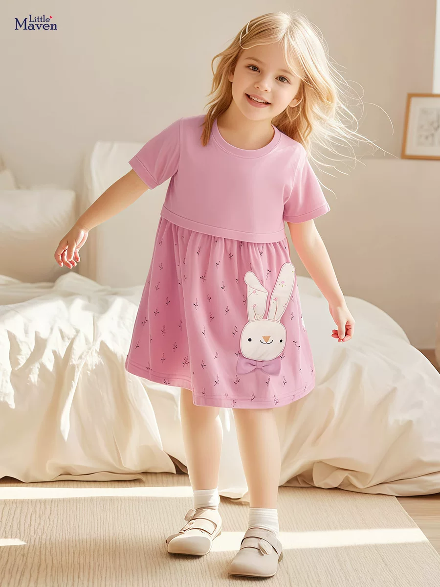 Cute Girls' Dress, New Summer Kids' Dress, Cotton Cartoon Kids' Dress