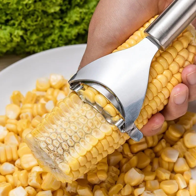 Stainless steel corn peeling and threshing device convenient household fast corn syrup peeling kitchen peeling stripper knife