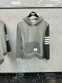 Gray color block hooded hoodie