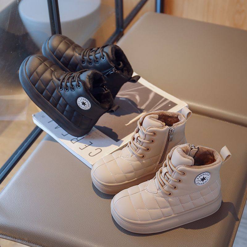 Girls Cotton Boots 2022 New Fleece-lined Girls Cotton Boots Soft Bottom Bread Shoes Children's Snow Boots Boys' Short Boots Trendy