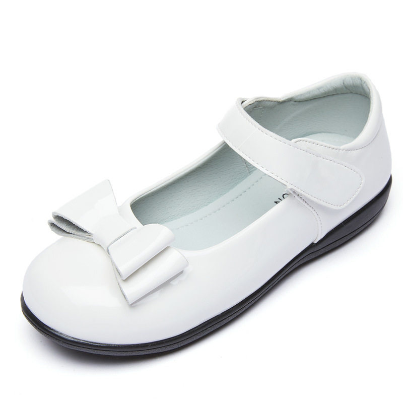 Girls White Shoes Children's Leather Shoes Black Single-layer Shoes White Princess Shoes Large Children's Baby Soft Sole
