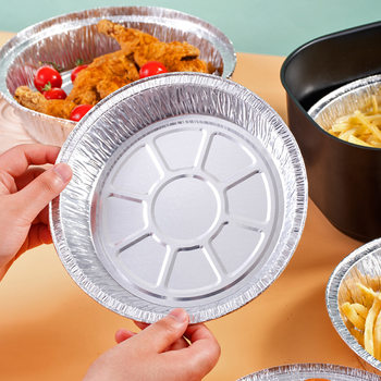 Tin Foil Box Air Fryer Tin Foil Bowl Household Round Square Disposable Aluminum Foil Bowl Oven Barbecue Tin Foil Tray