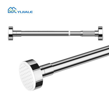 Telescopic Rod Clothes Drying Rod Holes Free Installation Curtain Rod Shower Curtain Rod Stainless Steel Telescopic Wardrobe Clothes Hanging Rod Support Rod