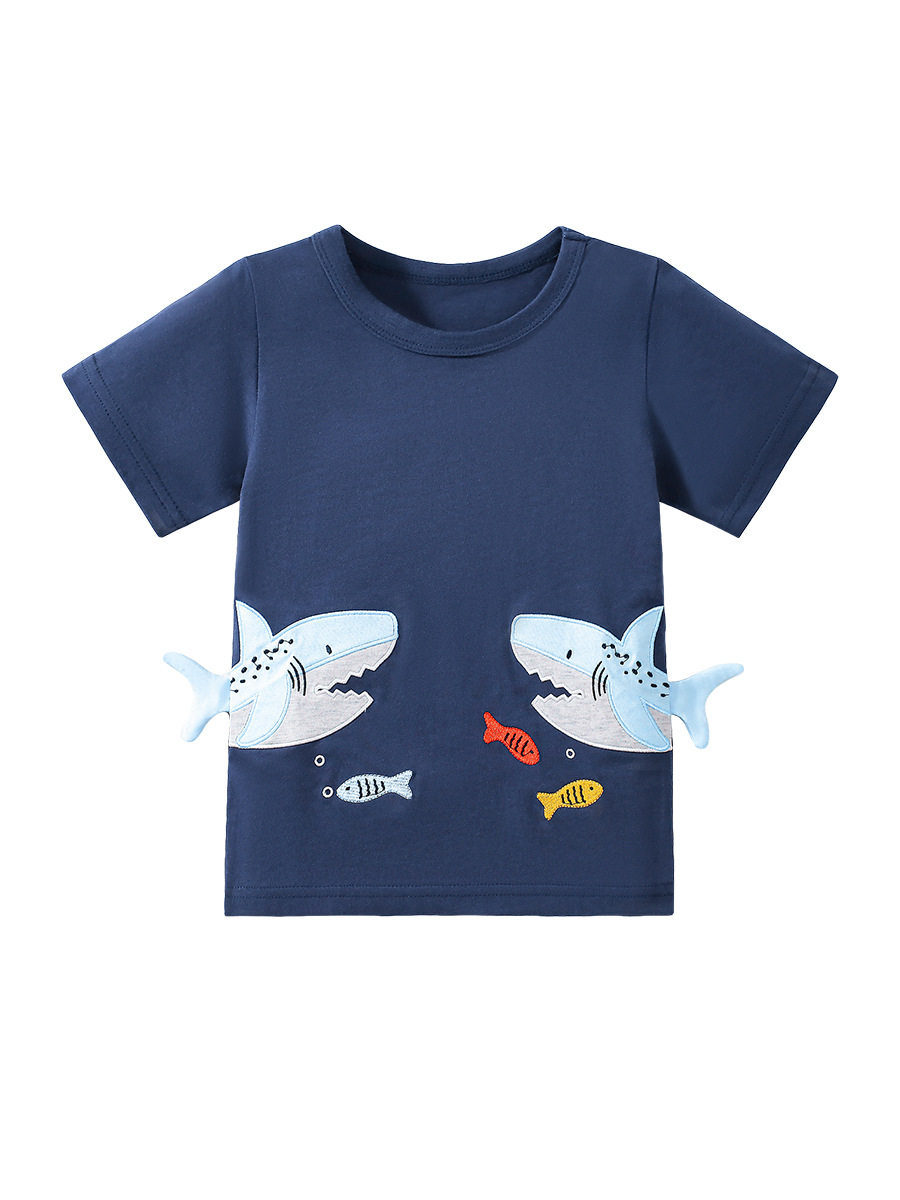 Boys' Summer Cartoon Top, New Short-Sleeve Kids' T-Shirt, Baby Tee