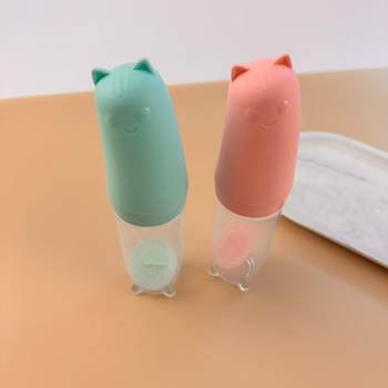 2025 New Baby Products Rice Cereal Supplementary Food Feeding Bottle Silicone Rice Cereal Bottle Bowl and Spoon Integrated Squeeze Type