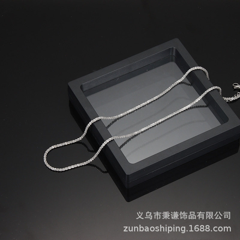 Gypsophila Necklace Women's Sparkling Super Shiny Titanium Steel Clavicle Chain Woolen Chain Men's Cauliflower Chain Gold and Silver Color Preservation