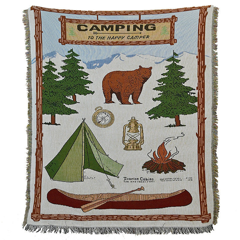 Customized American Tent Camping Style Blanket Rv Outdoor Picnic Mat Knitted Thread Blanket Camping Style Blanket Tablecloth Lawn Mat