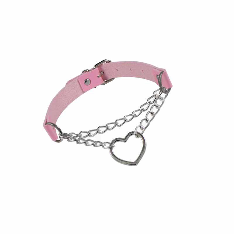 Cross-border European and American Harajuku Heart Collar Necklace Fashion Trend Leather Love Necklace Necklace Necklace Necklace Jewelry