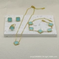 Rose blue double-sided mother-of-pearl four-piece set