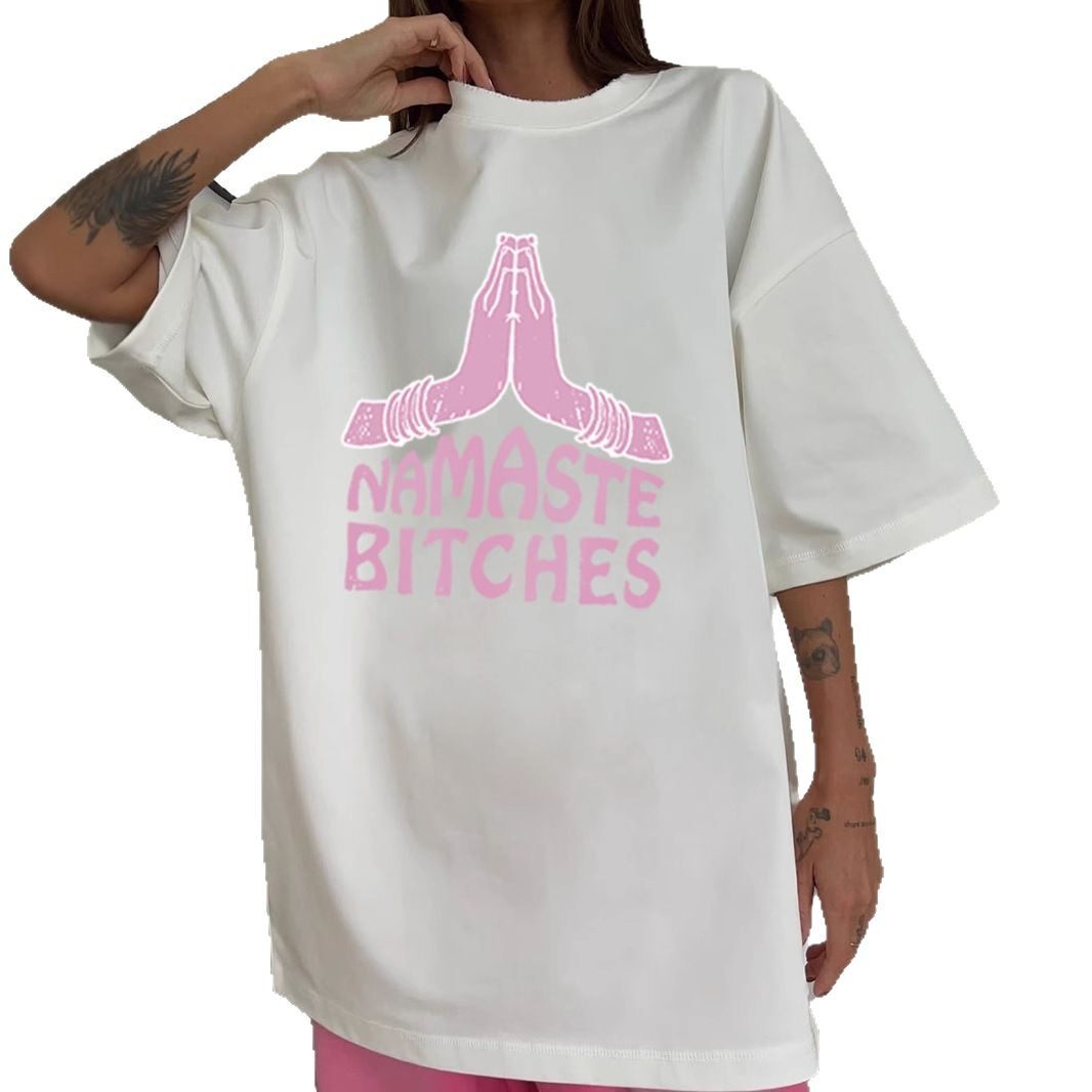 Womens Summer Graphic Print T Shirt Loose Fit Round Neck Short Sleeve 100 Cotton Casual Wear Wholesale Available