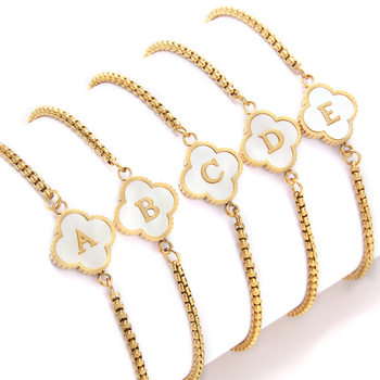 Manufacturers supply European and American cross-border new fashion stainless steel shell Clover letter bracelet all-matching women's bracelet