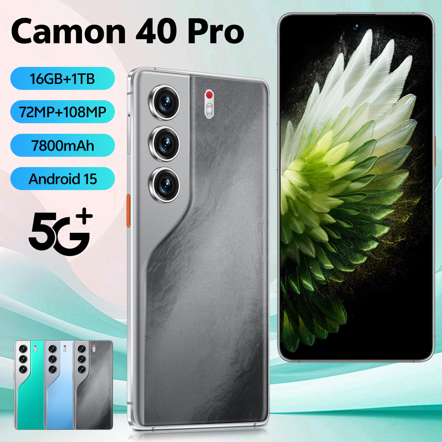 跨境手机Camon40 Pro安卓7.3寸incell大屏5G全网通快充16+1TB内存