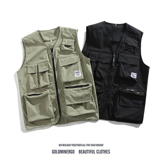 Japanese Functional Tactical Vest Men's Ins Trendy Multi-Pocket Couple's Overwear Coat Duffy Handsome Blanket Sleeveless Top