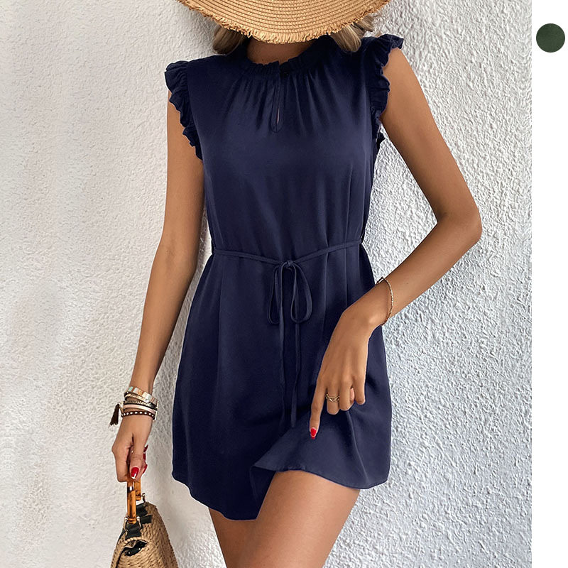 Summer Womens Short Sleeve Solid Color Dress Lightweight Casual Stylish Perfect for Parties or Everyday Wear