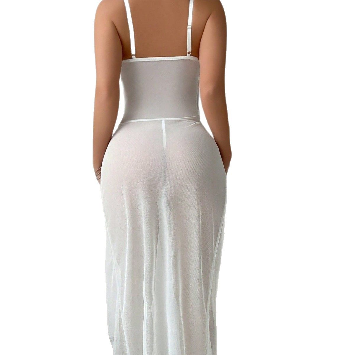 亚马逊欧美跨境性感内衣纯欲透视网纱开衩睡群工厂批发情趣内衣女