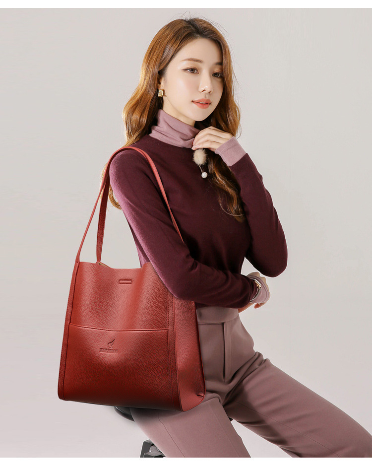 Túi tote nữ đơn giản màu trơn cỡ lớn đựng nhiều đồ — Màu đen, Màu đỏ, Màu vàng, Màu xám