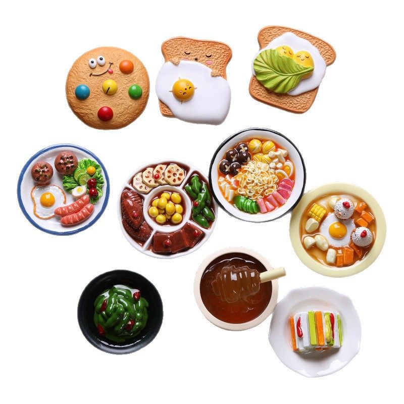 2025 New High-Quality Simulated Food Refrigerator Magnets Food Toy Magnets 3D Stereo Resin Magnetic Stickers Magnetic Suction