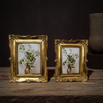 Cross-Border Vintage Resin Photo Frame, Classical Picture Frame, Carved Baroque Green Display Stand, French-Style Creative Wall Hanging