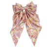 Foreign trade hot selling adult retro printed large ribbon bow hairpin Korean style elegant back head spring clip for women