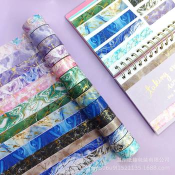 Cross-Border E-Commerce Marble Planner Gold Foil Washi Tape Set Collage Materials