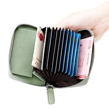 Japanese and Korean Genuine Card Holder Accordion Card Holder Rfid Anti-Theft Brush Japanese Zipper Coin Card Holder Men and Women Wallet Wholesale