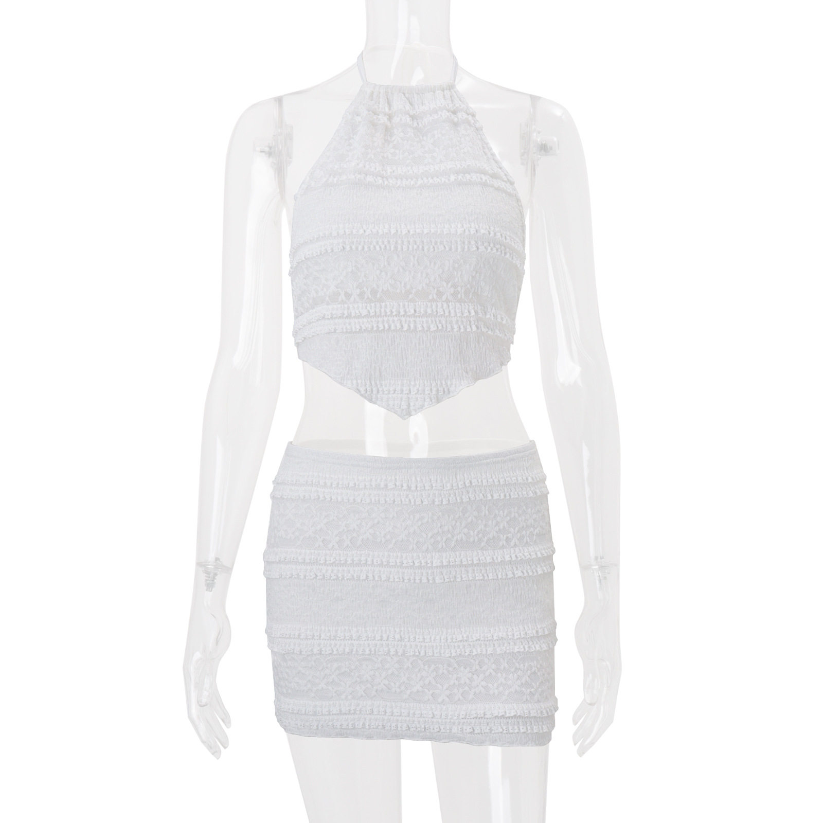 Summer Womens Crop Top and Bodycon Skirt Set Irregular Hem Halter Neck Slim Fit Casual Party Wear Wholesale