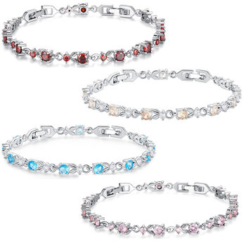 Yinziyun's New Copper-Plated White Golden Zircon Bracelet European and American Popular Style Adjustable Multi-Color Optional Bracelet Jewelry