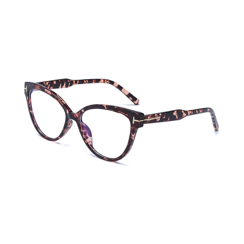 New Anti-blue Light Glasses Women's Fashion European and American Cross Mirror TR Flat Mirror Leopard Print Computer Myopia Frame Men