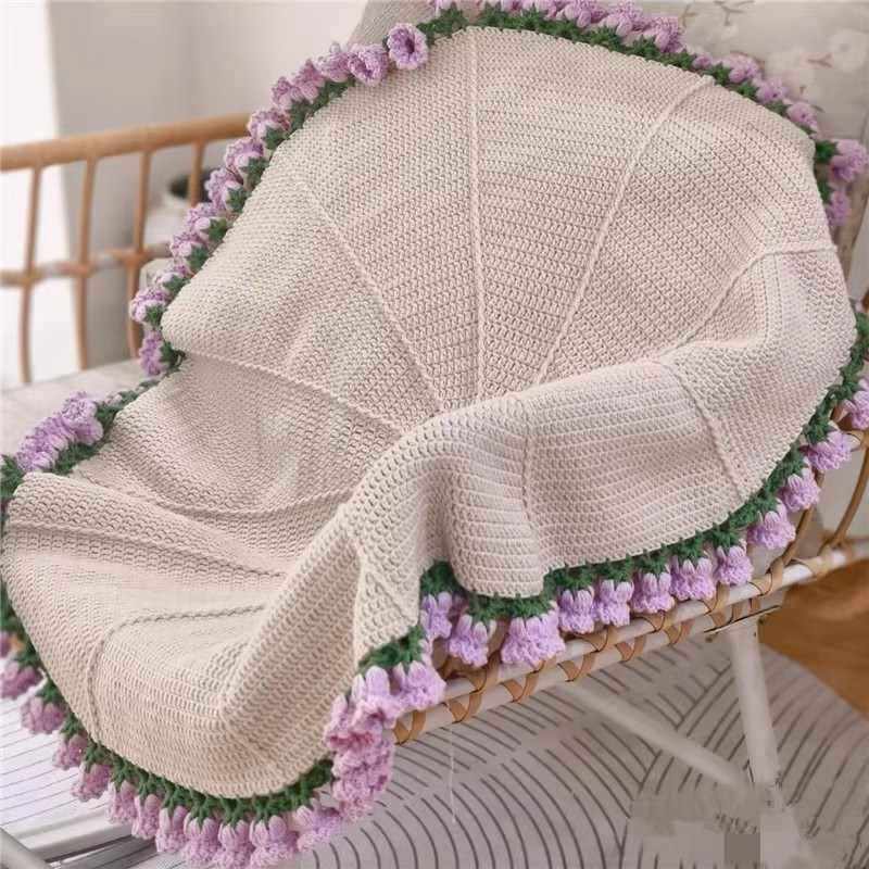 Hand Knitted Blanket Flower Blanket ⇙ Rose Bouquet Yarn Ball 2025 Crocheted Blanket Finished Material Package Flower E18