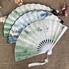 8 inch new double-sided students dance fan antique silk cloth disco plastic fan folding fan female manufacturers wholesale