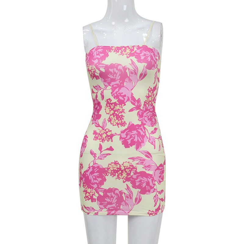 Summer Womens Bodycon Dress Off Shoulder Sexy Rose Print Sleeveless Perfect for Parties and Events Wholesale