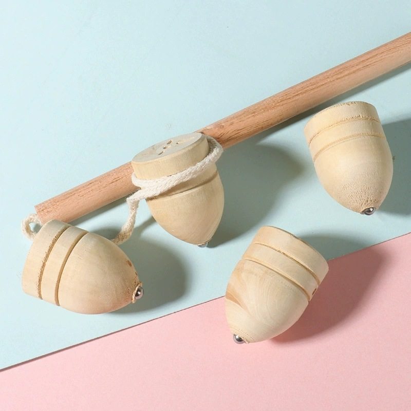 [Buy one get one free] Wooden Gyro Large Fitness Original Folk Solid Wood Dhara Belt Whip Rope