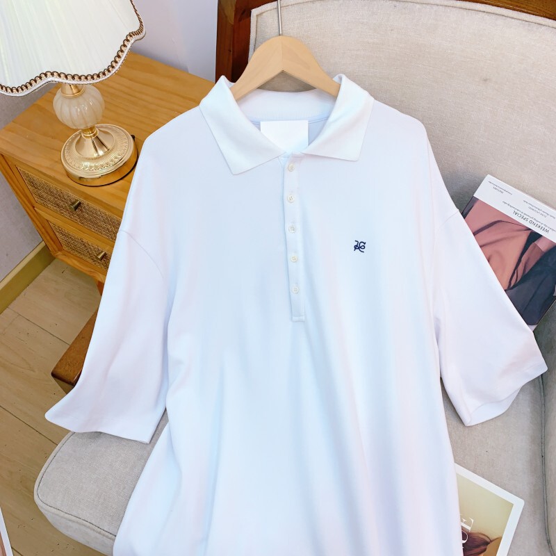 Đầm polo nữ dáng suông dài tay ngắn cổ polo phong cách tối giản — màu đen, Màu nâu, Màu trắng
