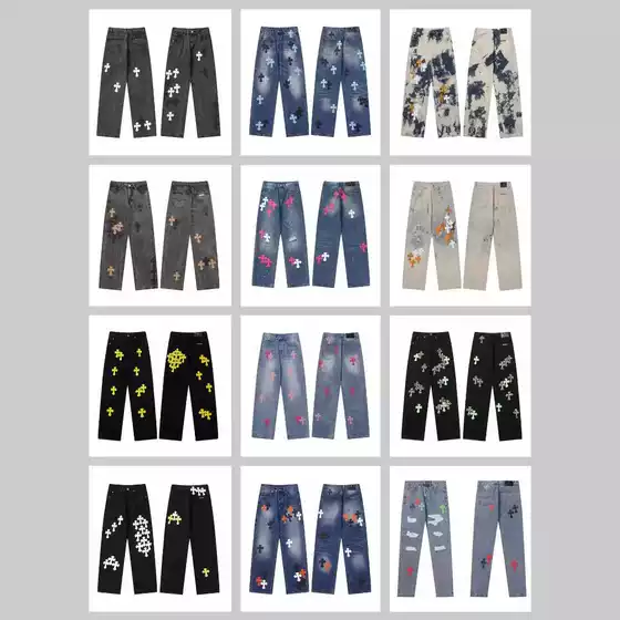 2024 Chrome Hearts Early Autumn New Style Unisex Washed Denim Pants Wholesale