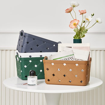 2521 square storage basket plastic PP hollow sundry basket factory parts small objects finishing basket wholesale