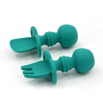 Youyou Children's Short Handle Fork Spoon Baby Food Feeding Training Fork Spoon Silicone Soft Tooth-free Baby Tableware