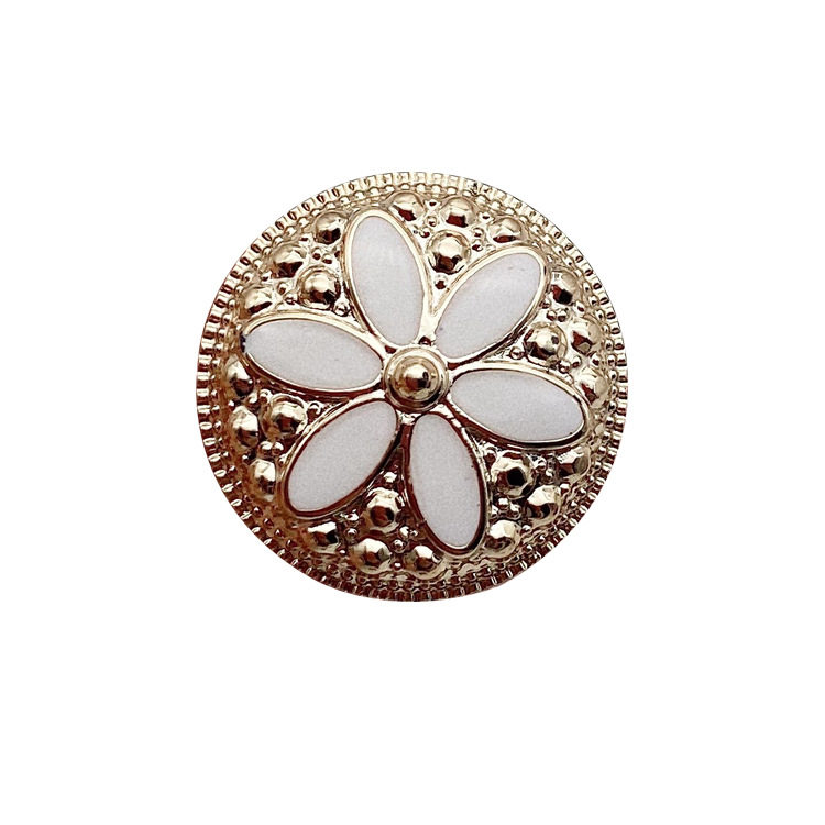 Factory Wholesale Plastic Buttons Electroplated Gold Drop Oil Six Leaf Buttons Ladies Chanel Style Cardigan Coat Coat Buttons