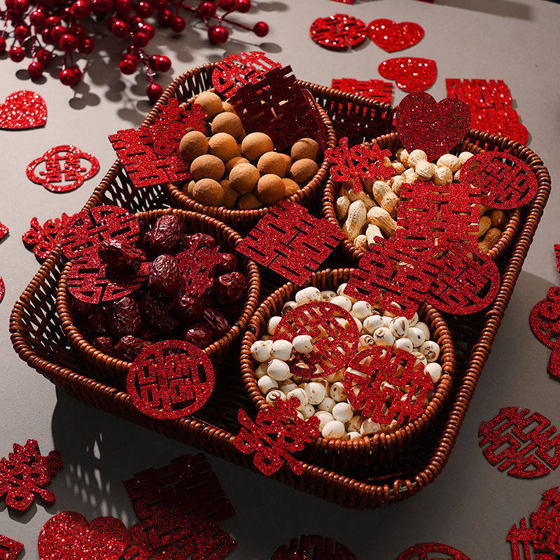 Wedding Bed Mini Hand Throwing Happy Character Wedding Room Layout Decoration Throwing Creative Wedding Fruit Plate Happy Stairs Small Happy Son