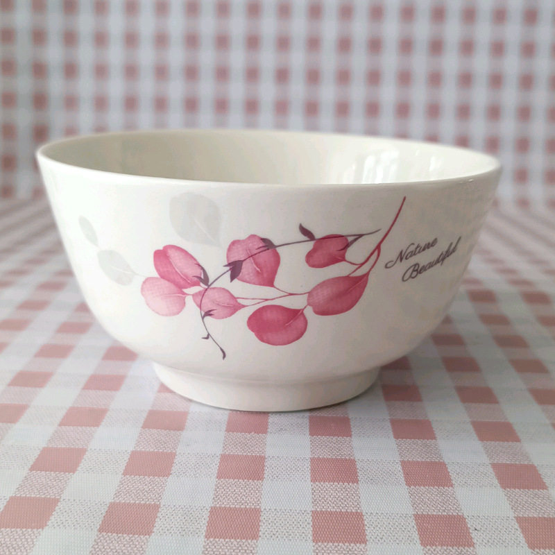 Chinese Style Simple Small Bowl Ceramic Rice Bowl Noodle Bowl Tableware Ceramic Household Printed Salah Bowl Straight Mouth Bowl Soup Bowl