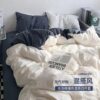 Solid color wind sanding wash cotton four-piece set student dormitory single-product bed sheet quilt cover three-piece set group purchase wholesale