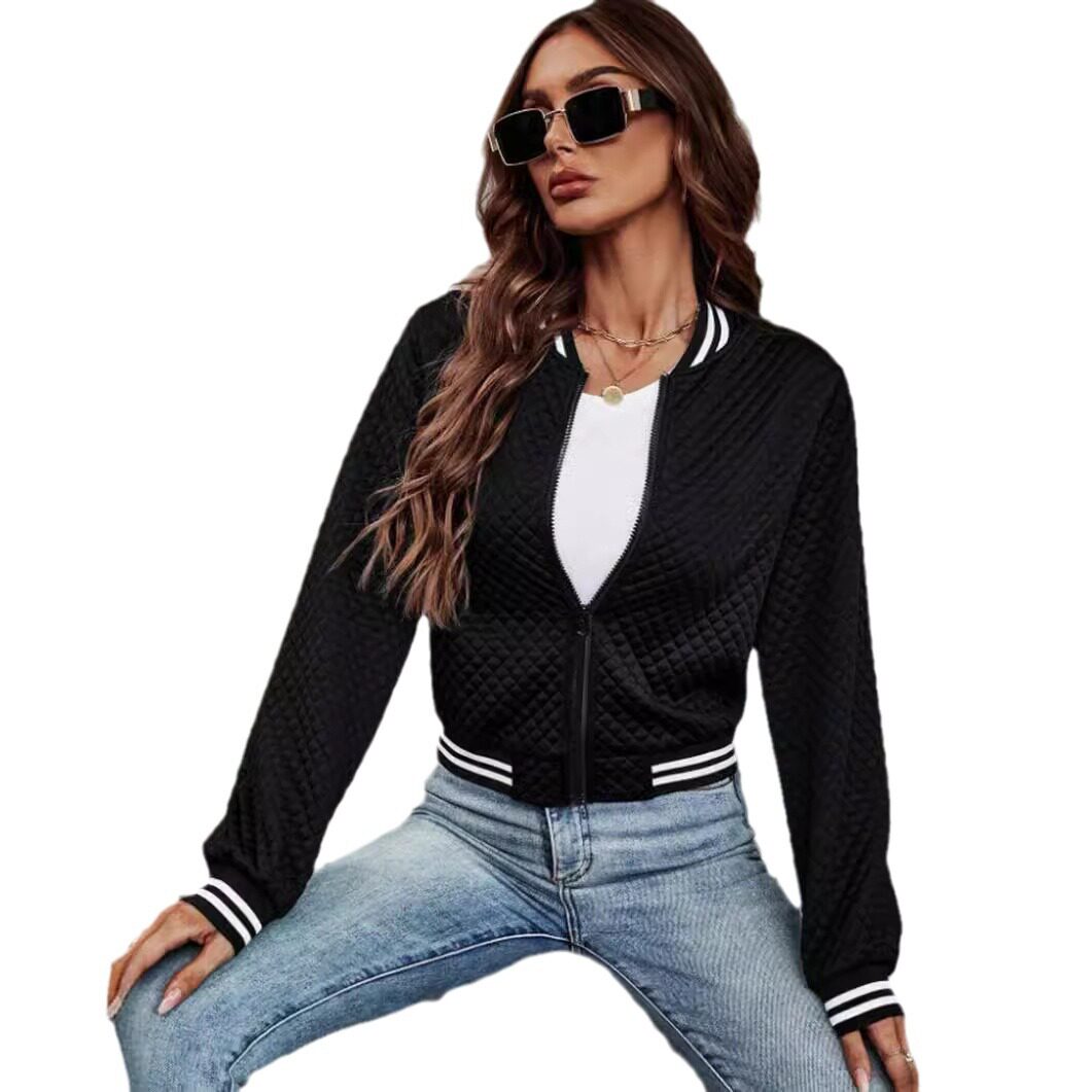 Fall Printed Zip Detail Cardigan Jacket Long Sleeve Lightweight Stylish Design Perfect for Casual Outings Wholesale