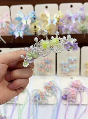韩版新款洛丽塔蝴蝶珍珠发梳女童公主风头饰插梳可爱花朵发饰配饰