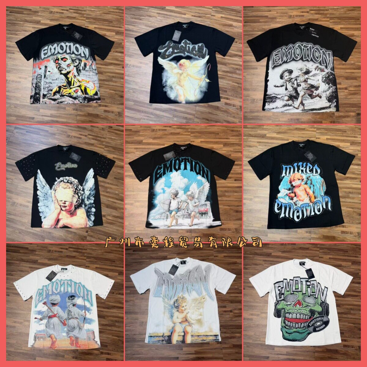 เสื้อยืดคู่รักแขนสั้นพิมพ์ลายเต็มตัว สไตล์ฮิปฮอป โลโก้พลอยเทียมเรโทรนางฟ้า แบรนด์อเมริกันสุดทันสมัย แบบข้ามพรมแดน ปี 2025S
