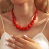 European and American New Style Stacked Cross-Border Imitation Coral Necklace Necklace Light Luxury Small Multi-Layer Beaded Clavicle Chain Resin Necklace