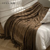 Blanket Solid Color Maillard Style Air Conditioning Blanket Leisure Sofa Blanket B&B Model Room Bedside Blanket Knitted Blanket