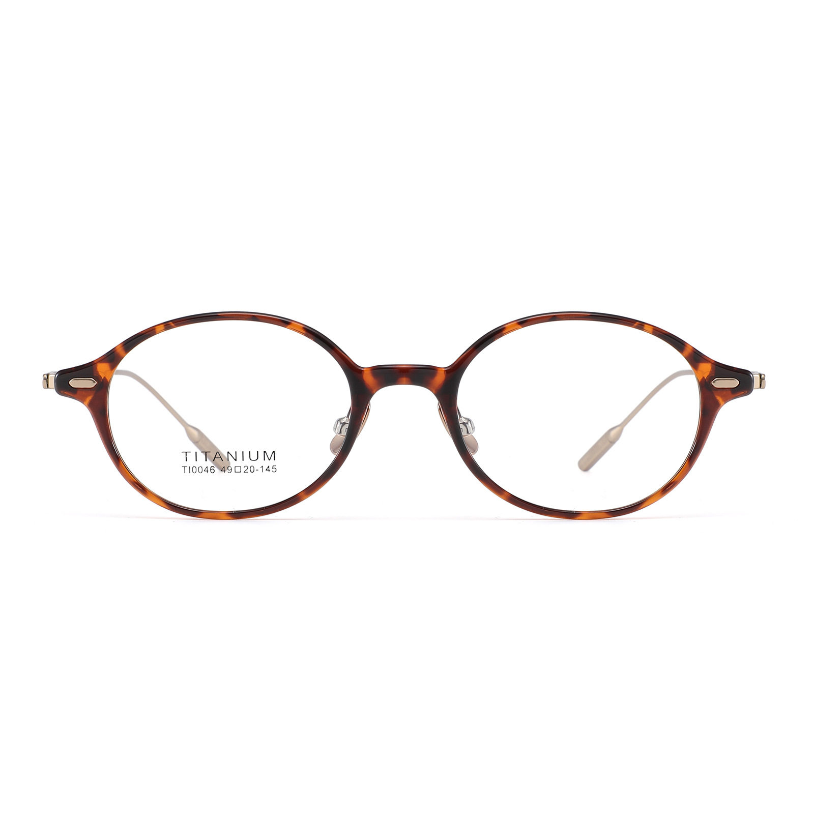 Fakeme Same Style Kate Glasses Frame Tr Frame Pure Titanium Temple Oval Nerd Glasses Frame Tortoise Shell Color Ti0046