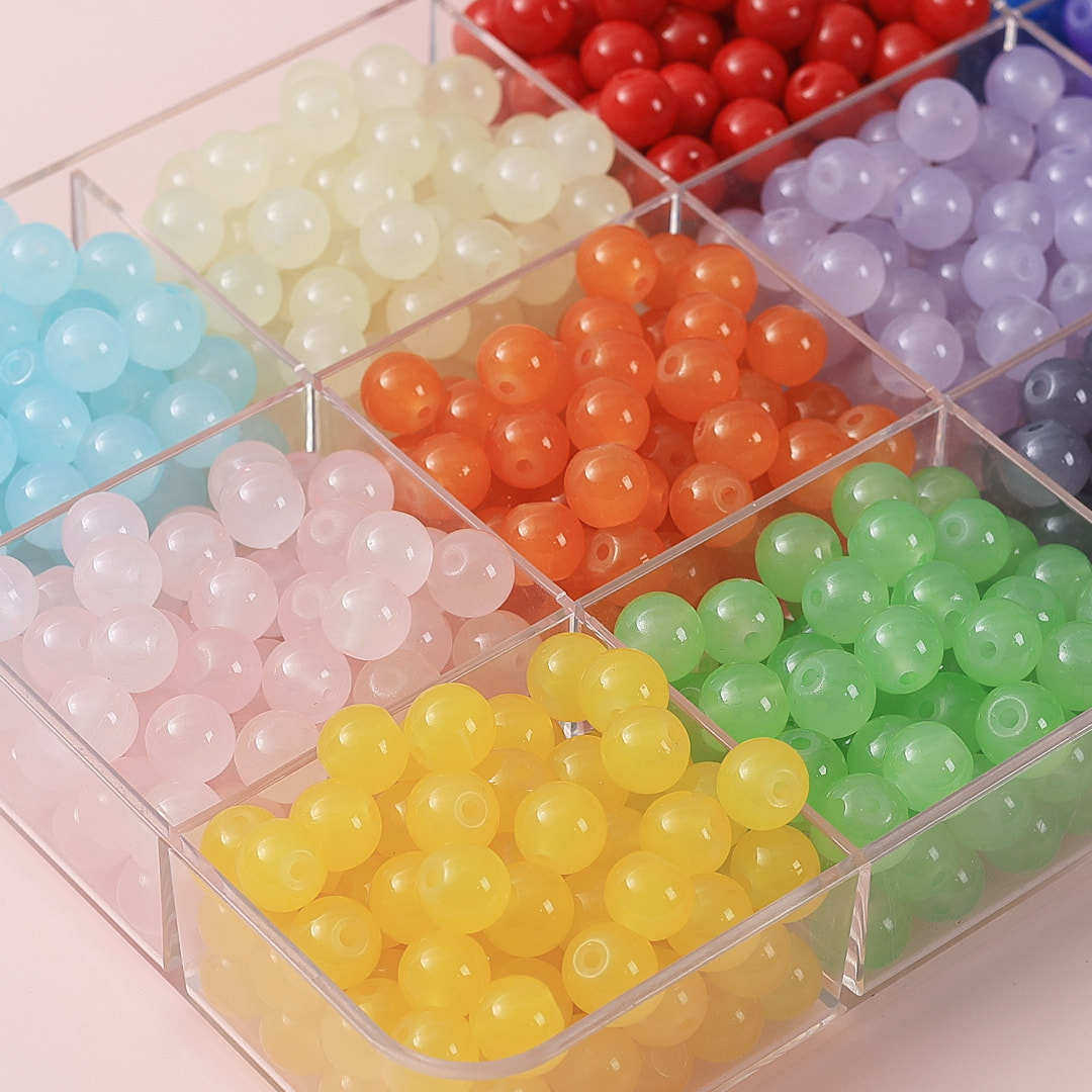 玻璃仿玉圆珠纯色散珠手工diy玉髓手链项链散珠子琉璃珠饰品配件