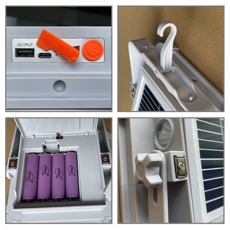 Cross-Border Led Solar Satchel Lamp Floodlight Waterproof Outdoor Rechargeable Camping Style Lamp Emergency Lighting Removable Battery