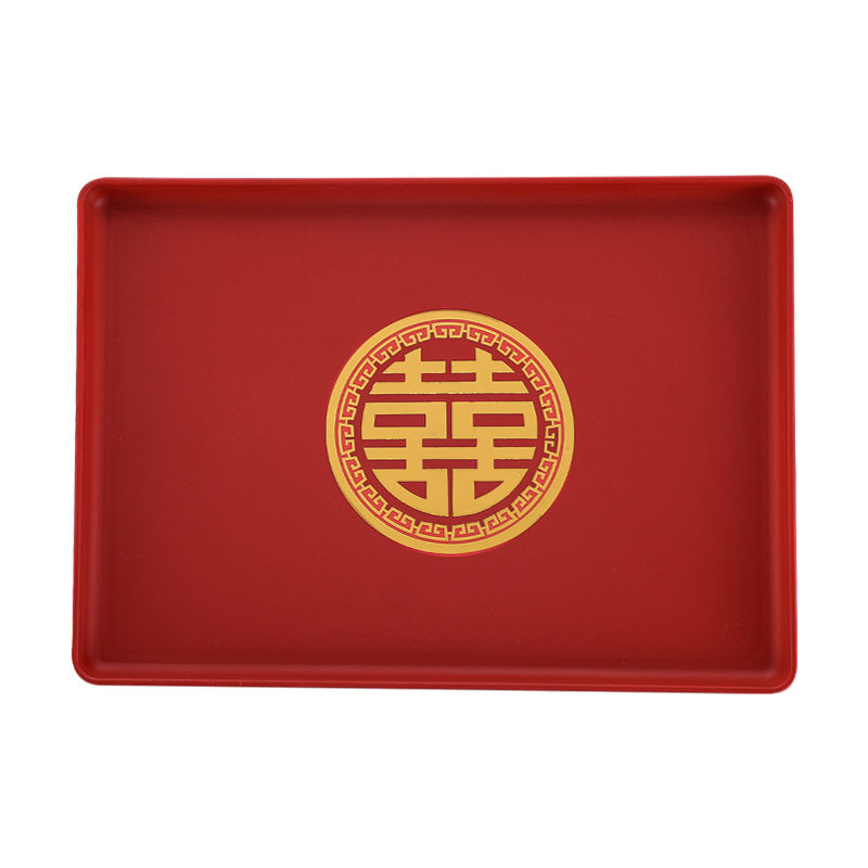 Wedding fruit plate wedding plate wedding candy living room red festive tea tray wedding word plate wedding supplies